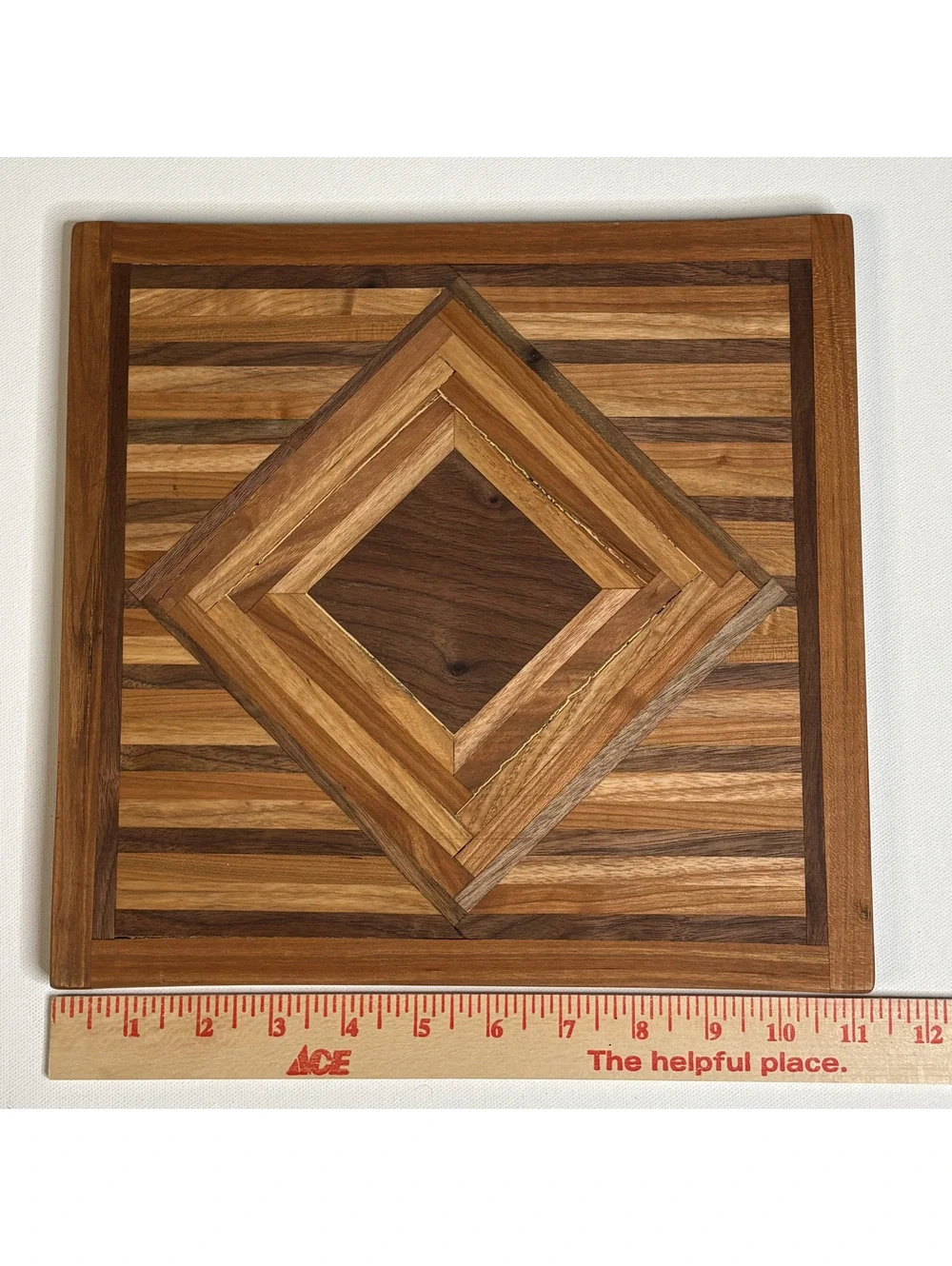 Handcrafted Carmine Antidormi Wood Inlay Geometric Charcuterie Board